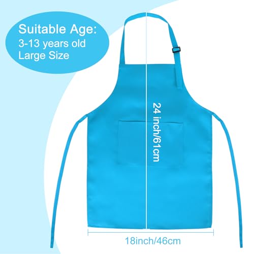 10 Pack Kids Apron Children Apron Adjustable with 2 Pockets Kids Chef Painting Aprons for Cooking Baking Painting Crafts Making (Blue) - color: Blue