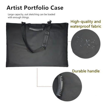 8K Waterproof Artist Portfolio Case for Men Women Art Portfolio Carry Case Bag Drawing Painting Sketching Boards Bag Adjustable Artist Shoulder Bag with Zipper&Handles Art Supplies Storage Bag (Black)