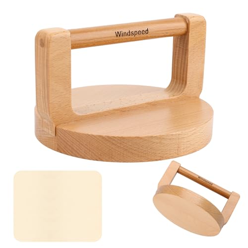 Windspeed Upgrade Wood Baren for Printmaking, 5.5 in Thicker Block Printing Baren Tools Printing Wood Block for Linocut Scrapbooking Crafting Embossing Tool with Wiping Cloth