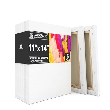 LWR CRAFTS Stretched Canvas 11" X 14" Pack of 6 - size: 11"x14"x6