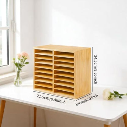 Bamboo Marker Holder Organizer, 126 Pens Capacity, 18 Compartments, Art Supply Storage for Alcohol Markers, Pens, Pencils