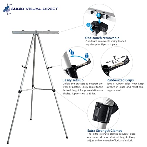 Audio-Visual Direct Lightweight Aluminum Flip-Chart Presentation Easel, 70 Inches, Silver - color: Silver, size: 1 Easel