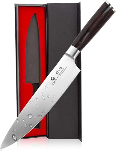 imarku Japanese Chef Knife - Sharp Kitchen Knife 8 Inch Chef's Knives HC Steel Paring Knife, Unique Gifts for Men and Women, Gifts for Mom or Dad, Kitchen Gadgets with Gift Box, Gyutou Knives - color: brown and silver
