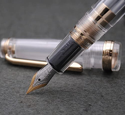 JINHAO 82 Fountain Pen with Gold Clip (F Nib 0.5mm, Transparent) - color: Transparent