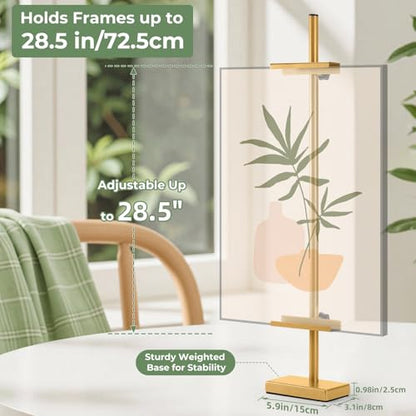 Rofio Adjustable Tabletop Easel Stand, Picture Easels for Display up to 28.5 Inches, Heavy Duty Metal Picture Frame Holder for Artwork, Signs & Certificates Display Stand(Gold) - color: Gold