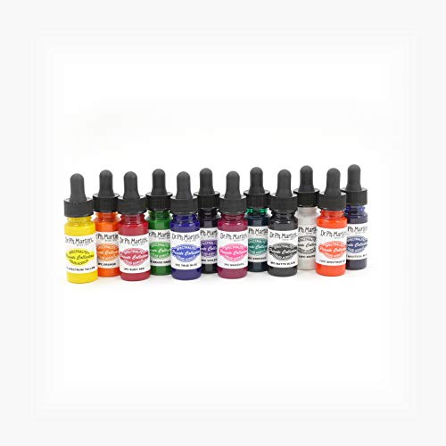 Dr. Ph. Martin's Spectralite Private Collection Liquid Acrylics (Set 1) Arcylic Paint Set, 0.5 oz, Set 1 Colors, 1 Set of 12 Bottles