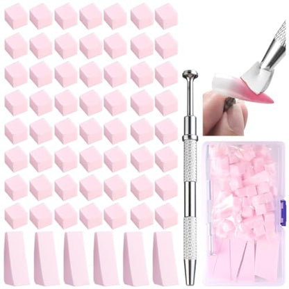 Fcozpjk 100Pcs Soft Nail Sponges for Ombre, Gradient Effect Pink Nail Art Sponges With Grabbing Pen 6Pcs Wedge Sponges Aura Nails Ombre Nail Brush Professional Accessories Manicure Salon Supplies - color: Pink