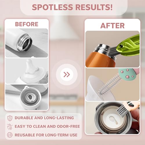 Cup Lid Cleaning Brush, Multifunctional Set with 3 in 1 Lid Cleaner and Two 4 in 1 Cup Lid Cleaning Brushes, Cleaning Brush Tool for Bottles, Straws, Tumblers, Travel Mug Caps, Portable Kit (Pink) - color: Pink