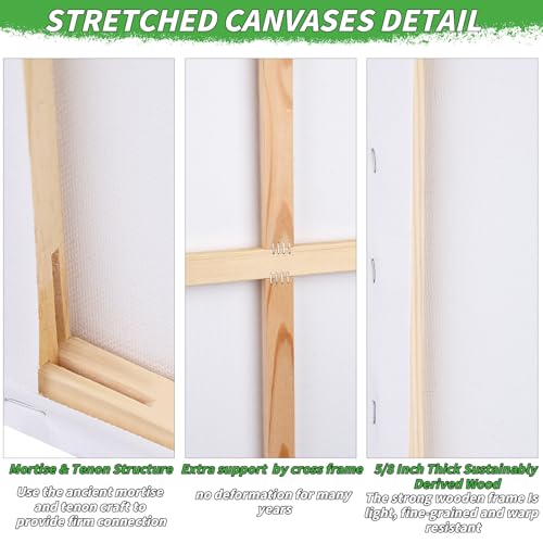 6 Pack Stretched Canvases for Painting 24x36 100% Cotton Large Canvas Boards for Painting Bulk, White Painting Canvas for Oil, Acrylic Paint & Other Painting Media - style: 24x36In-6 Pack