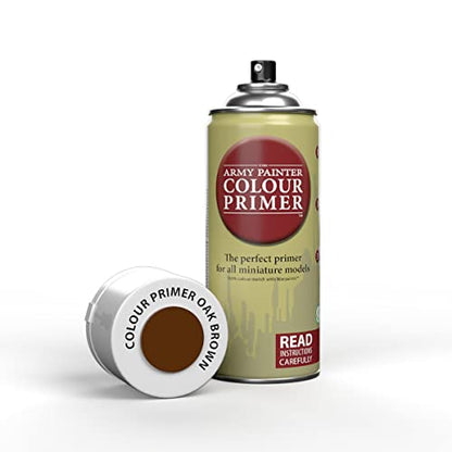 The Army Painter Colour Primer Oak Brown, 400 mL Acrylic Spray Primer, Spray Paint for Miniature Priming Basecoat, Tabletop Roleplaying, Boardgames, and Wargames Miniature Modelling - color: Oak Brown