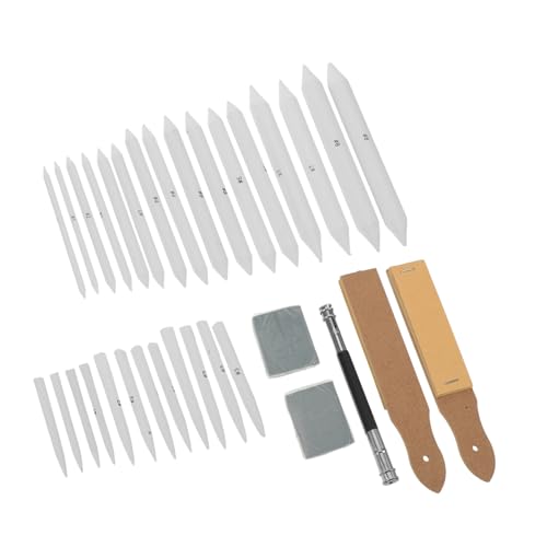 HINTRMENT Blending Stumps and Tortillions Set Drawing Blending Tools 33pcs with Sandpaper Pencil Sharpeners and Erasers, Paper and Rubber Material for Studio Work and Outdoor Sketching