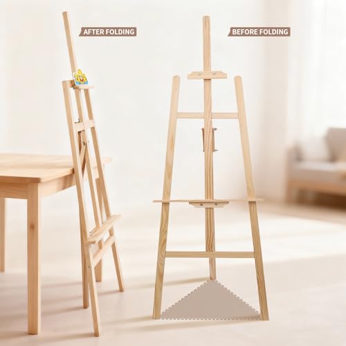 Wooden Easel Stand for Sign and Painting - Adjustable Artist Easel for Adults - Home & Wedding Display, Art Easel with Canvas Holder for Studio, Classroom - color: Primary Colour