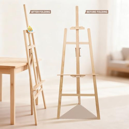 Wooden Easel Stand for Sign and Painting - Adjustable Artist Easel for Adults - Home & Wedding Display, Art Easel with Canvas Holder for Studio, Classroom - color: Primary Colour