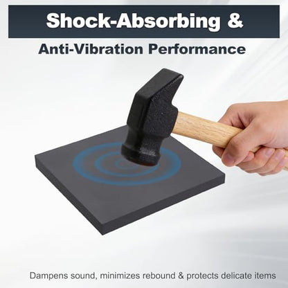 HARFINGTON Rubber Bench Block 4"x4"x0.4" Black Rubber Stamping Block Square Anti Vibration Pads for Jewelry Making Hammering Shaping Chasing Flattening Metals - size: 4"x4"x0.4"