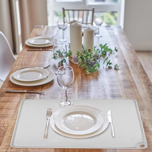 Gray Baking Mat -Food Grade Standard Silicone Mat for Kids Dinner Placemat Reusable Kitchen Countertop Mats Dough Pad with Raised Edges Heat Resistant Mat for Air Fryer (1Pack 23.6'' x 15.7'') - color: Gray-raised Edge, size: 23.6"L x 15.7"W