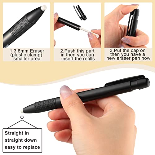 Eersida Retractable Eraser and Refill Mechanical 3.8 mm Pen Style Art Erasers for Artists Drawing Painting, Students Teacher Adult Office School Family(2 Packs)