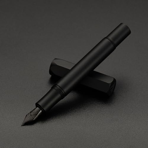 Luxury Solid Brass Fountain Pen Set for Writing & Calligraphy - Choose Antique or Matte Black Finish. Includes 10 Ink Cartridges & Premium Gift Box (Extra Fine Nib, Matte Black) - color: Matte Black, style: Extra Fine Nib