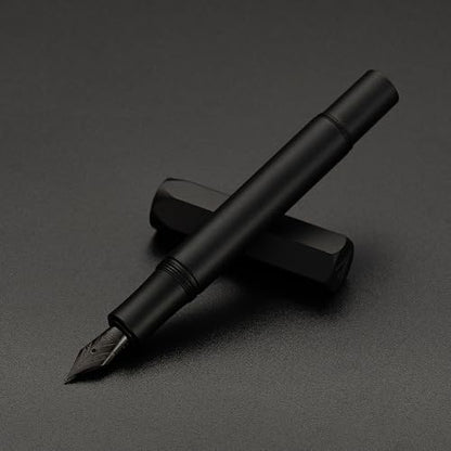 Luxury Solid Brass Fountain Pen Set for Writing & Calligraphy - Choose Antique or Matte Black Finish. Includes 10 Ink Cartridges & Premium Gift Box (Extra Fine Nib, Matte Black) - color: Matte Black, style: Extra Fine Nib