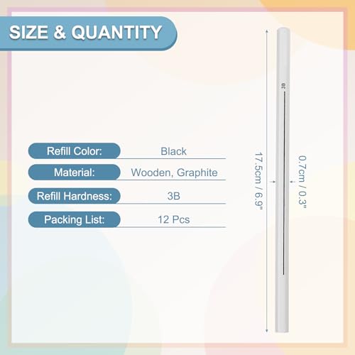 PATIKIL 3B Graphite Pencils for Drawing, 12Pcs Sketching Pencils Wood Supplies Set Break-Resistant Lead with Built-in Sharpening Area for Painting Sketching Artist Design - style: 3B