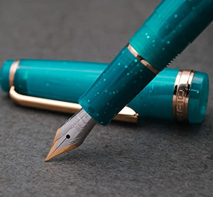 JINHAO 82 Fountain Pen with Gold Clip (F Nib 0.5mm, Fluorescent Peacock Blue) - color: Fluorescent Peacock Blue