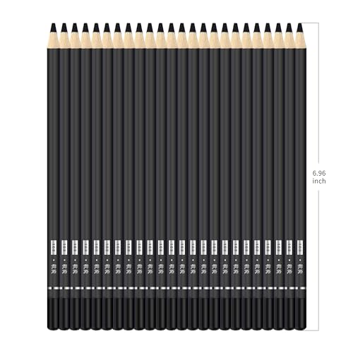 Drawing Charcoal Pencils 24 Piece Set, Pro Art Graphite Sketching&Shading Supplies, Ideal For Kid Beginner Student Adults Artist - color: Charcoal 24 Pc Set