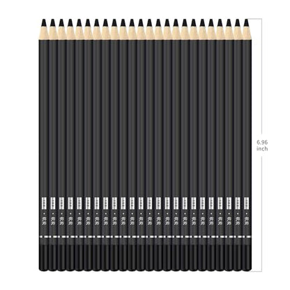 Drawing Charcoal Pencils 24 Piece Set, Pro Art Graphite Sketching&Shading Supplies, Ideal For Kid Beginner Student Adults Artist - color: Charcoal 24 Pc Set