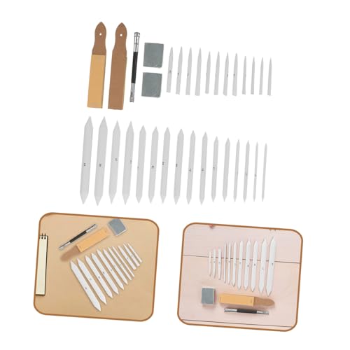 OSALADI 33pcs Charcoal Blending Tools Drawing Sketching Kit Set with Sandpaper Pencil Sharpener and Kneaded Eraser, Paper Art Blenders for Outdoor Sketching and Studio Work, Versatile