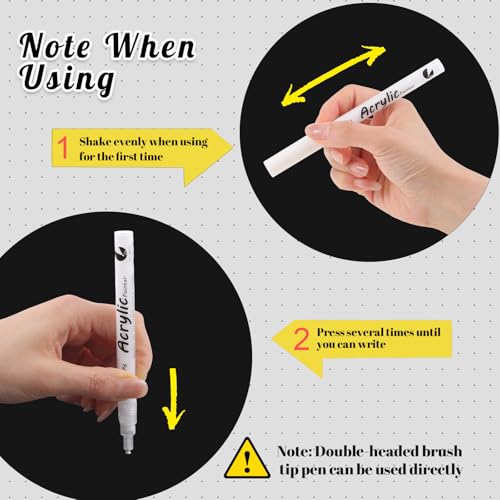 Thboxes 6 Pack Black and White Paint Pens, 0.7mm Extra Fine Acrylic Paint Markers for Rock Painting, Wood, Fabric, Plastic, Ceramic, Glass, Metal, Canvas DIY Crafts - color: Black & White