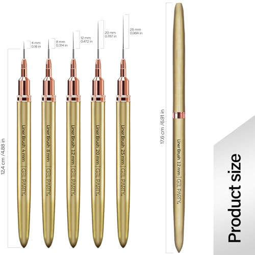 GELPARTY 7Pcs Gold Nail Art Brush Set - Professional Ultra-Fine Liner & Detail Brushes for Gel Polish & Acrylic Nails - Includes Agate Stone Palette & Brush Holder - Manicure Drawing Tool Kit - color: Gold