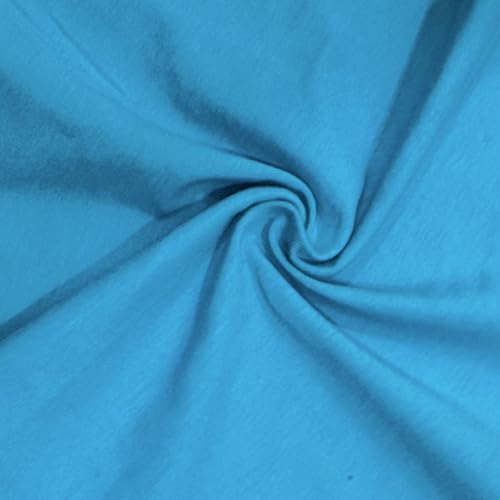 Cotton Spandex Jersey Fabric - 4 Way Stretch - 60" Width Sold by The Yard - Ideal for T-Shirts, Dresses, Athleticwear Apparel (Aqua, 1 Yard) - color: Aqua, size: 1 Yard
