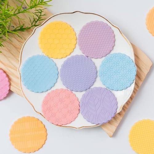 KALAIEN 3 Pack Cookie Embosser Set, Fondant Impression Mats Acrylic Embosser for Fondant Stamps, Texture Sheets for Polymer Clay, Chocolate, Cupcake Topper, Fondant Molds-Style 1 - color: Style 1