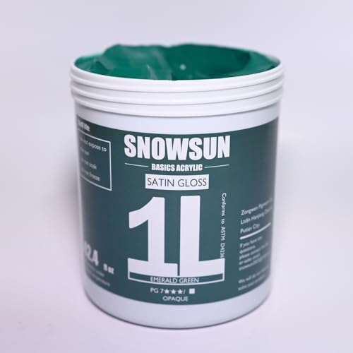 SNOWSUN Emerald Green Acrylic Paints, Large Bulk Heavy Body Acrylic Paint (42.4 oz, 1L) - Non Toxic Gloss Thick Art Paint for Multi-Surface, Ideal for Canvas Wood Ceramic Fabric and Leather, Stone Craft, for Artists & Beginners - color: Emerald green