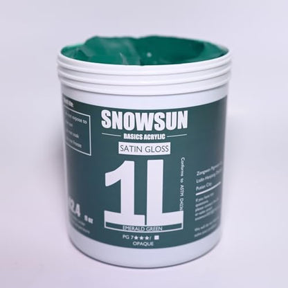 SNOWSUN Emerald Green Acrylic Paints, Large Bulk Heavy Body Acrylic Paint (42.4 oz, 1L) - Non Toxic Gloss Thick Art Paint for Multi-Surface, Ideal for Canvas Wood Ceramic Fabric and Leather, Stone Craft, for Artists & Beginners - color: Emerald green