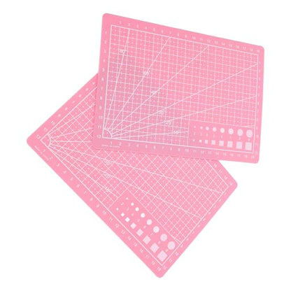 2pcs A5 Dual-sided Self-healing Silicone Craft Cutting Mats for Sewing Quilting and DIY Art Projects, Pink Hobby Table Protection Pads