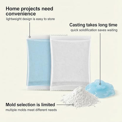 Eco Resin Casting Powder - 100g Easy Mixing Water Activated | Clay Hand Molding Kit Plaster Powder - for Mold Making Hand Sculpture Home Decor Beginners Couples