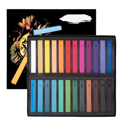 Soft Pastels Set, Square Chalk Pastel Sticks, Assorted Colors for Artists & Adult Beginners, Drawing, Sketching, Shading, Blending & Layering (24 Colors) - color: 24 Colors