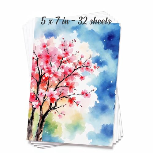 32 Sheets Watercolor Paper Pad - 5"x7" - Water Color Paper 140lb/300gsm - 100% Cotton Pulp - Art Supplies for Kids & Adults - for Painting, Artist Sketch, Easel, Loose Drawing - size: 5" x 7", 32 Sheets