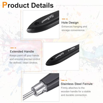 HARFINGTON Palette Knife Painting Tool 8.19" Stainless Steel Pointed Blade Spatula Painting Pallet Knife with Hole Design Beech Wood Handle for Oil Acrylic Canvas, Black/Silver - size: 8.19" x 2.36" x 1.14"