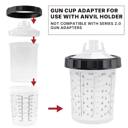 LAUCO 4 Pack Paint Spray Gun Hard Cup Set, 200ML (6.8 Oz) Reusable Mixing Cups with Retainer Rings, Compatible with Disposable Paint Cup Liner and Lid Systems for Automotive Paint, Primer, Clear Coat - size: 200ML