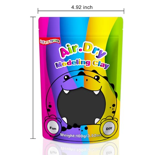 ifergoo Black Air Dry Clay, DIY Creative Modeling Clay for Kids, Super Light Magic Foam Clay for Kids Age 3-12, Soft, No-Sticky & Non-Toxic, Molding Clay for School Art & Craft Project(100g/3.5oz) - color: Black/100g