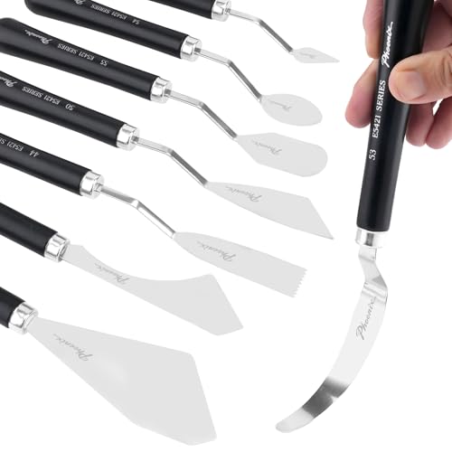 PHOENIX Flexible Palette Knife Set - 8 Pieces Stainless Steel Painting Knives with Gift Box, Art Knife Paint Spatula for Oil Acrylic Paint