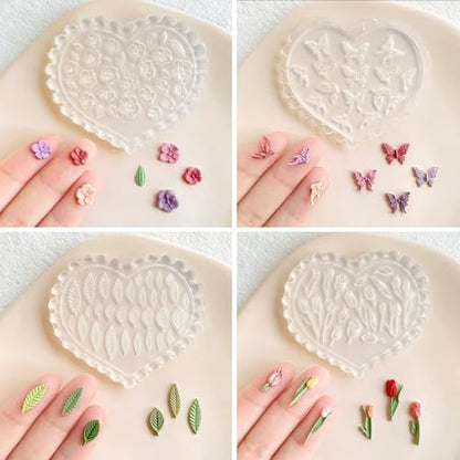 KEOKER Spring Polymer Clay Molds, Polymer Clay Silicone Molds, Flower Polymer Clay Mini Molds, 4pcs Earring Molds for Polymer Clay, Polymer Clay Molds for Jewelry(Substitute Micro Clay Cutters) - color: 4PCS Color