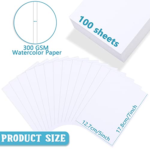 Spiareal 100 Sheets 5 x 7 Inch Watercolor Paper Bulk 140 Lb/300 GSM White Construction Paper Cold Press Blank Cotton Art Paint White Color Pad Artists Drawing Christmas Cards - size: 5 x 7 Inch