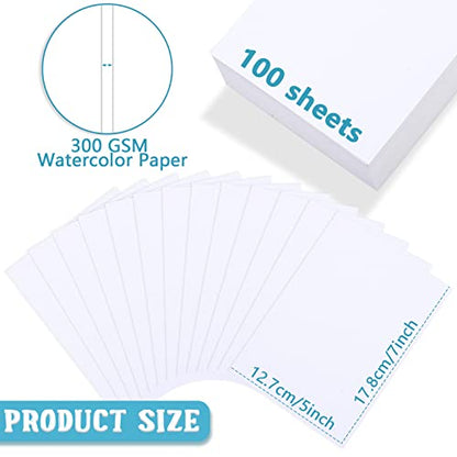 Spiareal 100 Sheets 5 x 7 Inch Watercolor Paper Bulk 140 Lb/300 GSM White Construction Paper Cold Press Blank Cotton Art Paint White Color Pad Artists Drawing Christmas Cards - size: 5 x 7 Inch