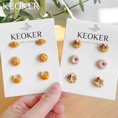 KEOKER Dessert & Bread Polymer Clay Molds & Charcuterie Boards Clay Cutters, Clay Silicone Molds, 6 Shapes Polymer Clay Cutters, 12pcs Earring Molds for Polymer Clay, Polymer Clay Molds for Jewelry - color: B Color