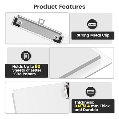 Extra Large 11x17 Clipboards, Landscape and Vertical Layout 2 Pack | Clear Plastic Drawing Boards with Low Profile Clip. Suitable for Watercolor, Sketching, Painting. Art & Drafting Supply - color: Clear