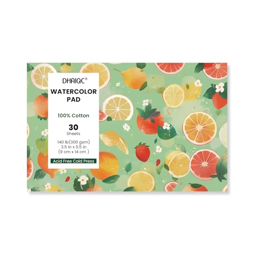 Watercolor Paper Pad, 30 Sheets, 3.5x5.5”, 100% Cotton Paper, Glue Bound, 140LB/300GSM Cold Pressed Water Color Paper for Watercolor Drawing, Mixed Media, Art Journaling (3.5x5.5 Inch) - size: 3.5x5.5 Inch