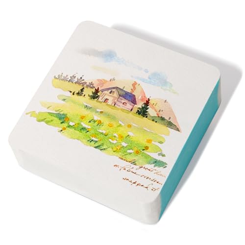 Lightwish 60 Sheets Mini Square Painting Notebook 3.5 * 3.5'' Cold Press 300gsm/140lb, Portable Tearable Travel Size Portable Tearable Square Painting Notebook, Watercolor Art Paper Sketchbook - size: 3.5*3.5in