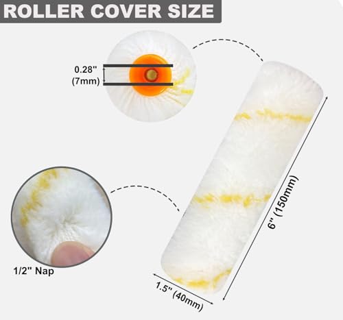Great Andrew 10 Pack 6 Inch Paint Rollers for All Paints, 1/2" Nap Paint Roller Covers, Paint Roller Set for Painting Walls House, 6" Paint Roller Refills - size: 10pcs, 6"
