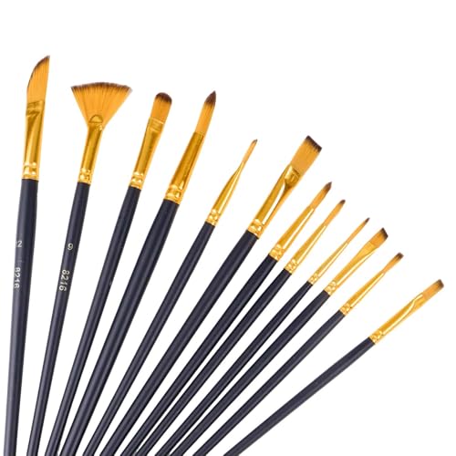 Professional Artist Paint Brush Set of 12, Acrylic Paint Brush Set, for Beginners and Professionals, Great for Water, Oil or Acrylic Painting